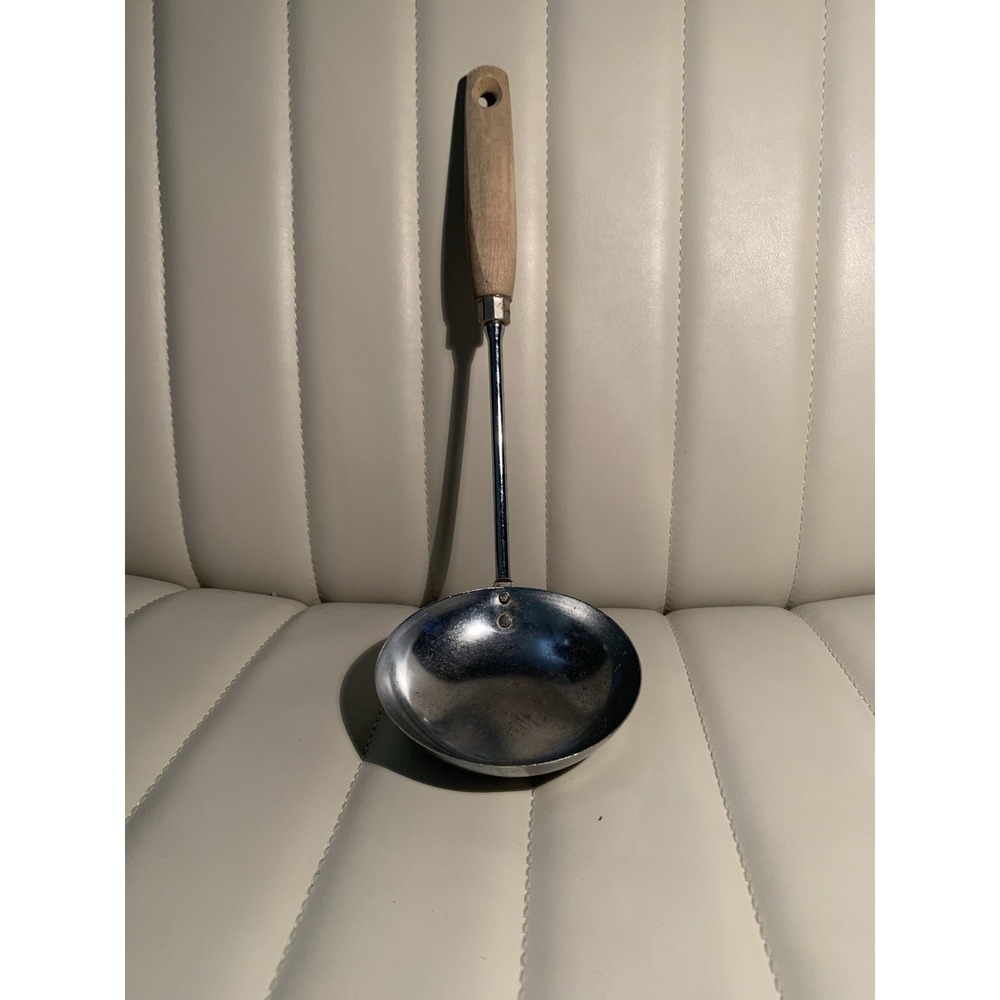 Vintage EKCO Soup Ladle Chromium Plated Wood Handle USA Kitchenβ Tool Retro